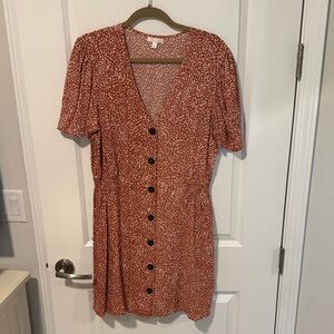 Abound Rust Red Mini Dress with Black Buttons